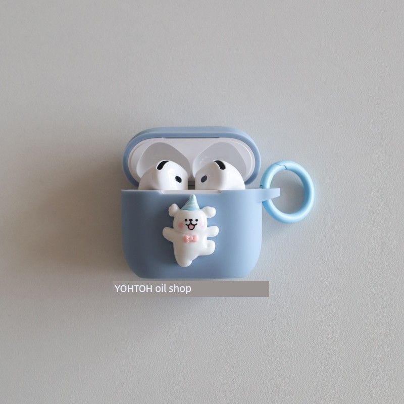 

for Airpods4 Active Noise Reduction Protective Case Apple Airpodspro Bluetooth Earphone Case Pro2 Integrated 1/2 Generation Silicone Soft Case Apple AirPods3 Denim Blue + Circle Hanging Buckle