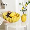 Artistic Candy Plate Ceramic Banana Fruit Bowl, Hand-Painted Stable Base Decorative Snack Bread Serving Tray Tray, Large Capacity Organizer