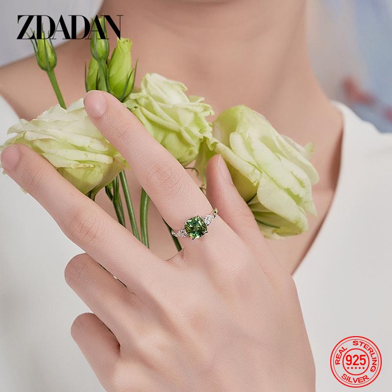 925 Sterling Silver Emerald Ring for Women Wedding Jewelry