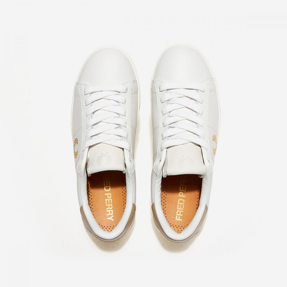 Fred Perry New Spencer Leather B2333 Porcerlain Metalic Gold 349 