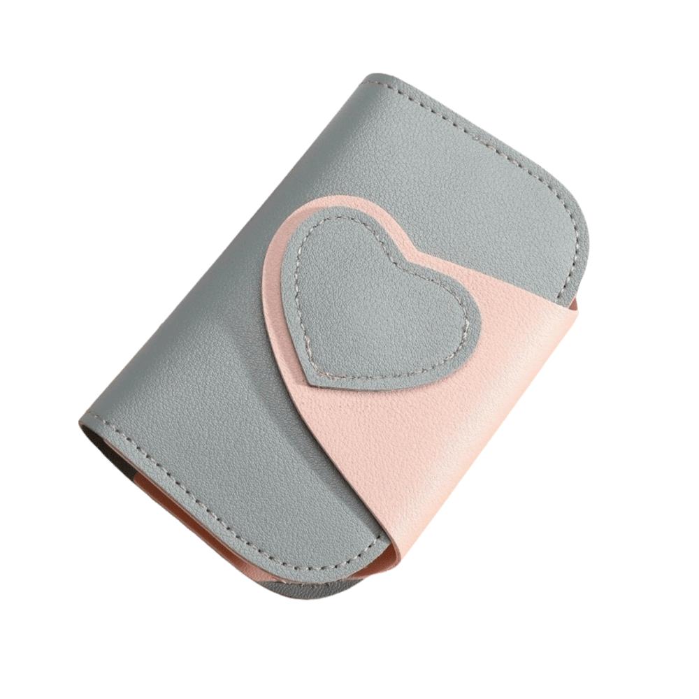 Patchwork Style PU Two-tone Key Case Mini Size Multi Slots Card Holder Multifunctional Portable Keychain Wallet Women