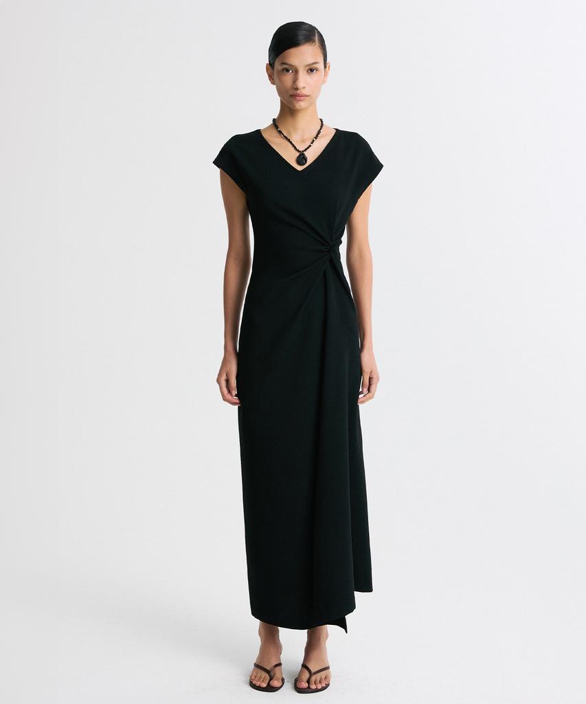 Rie Twisted Waist Asymmetric Hem Dress