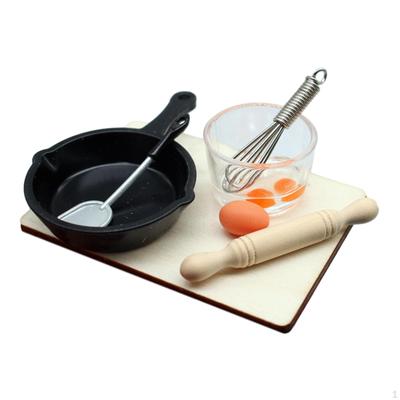 1:12 Dolls House Cooking Tool Kitchen Dinner Toys Includes Egg, Rolling Pin,Cutting Board, Bowl,