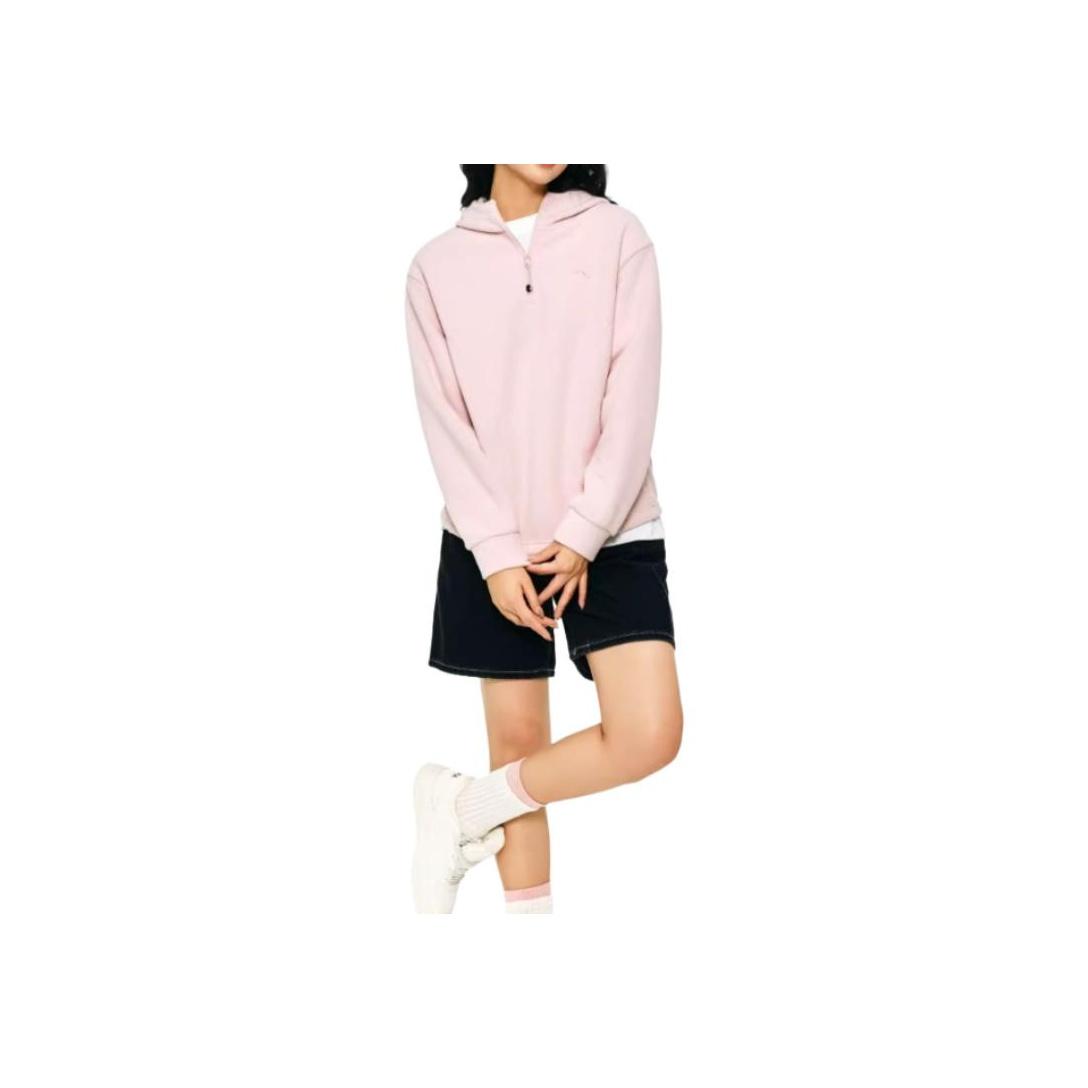

Anta Loose Warm Pullover Solid Color Hoodie Women hoodies Soft-Pink 962447703-2 M
