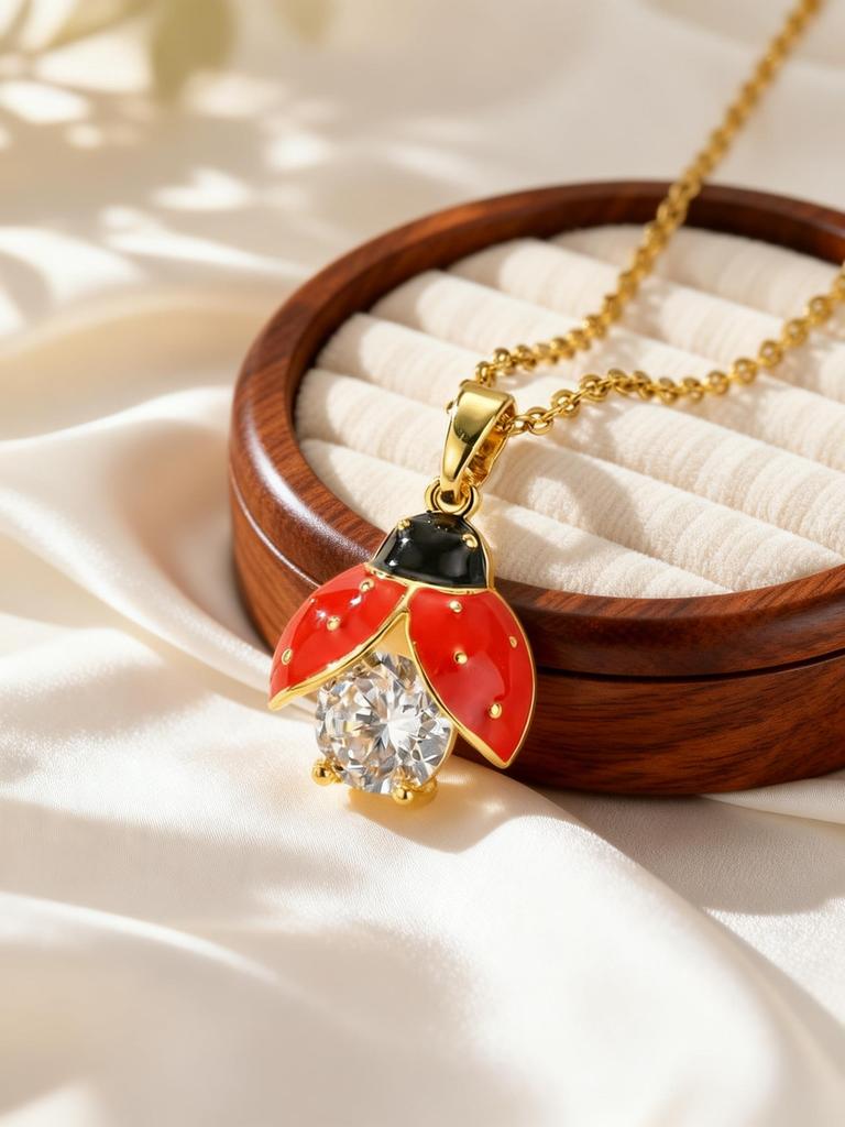 Cute Ladybug Pendant for Women Girls Red Beetle Zircon Necklaces Delicate Cubic Zirconia Sweet Animal Accessories Gifts