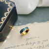 Elegant Blue Gold Plain Band Ring for Women - Fashionable Gold-Plated Titanium Steel, Ideal for Couples