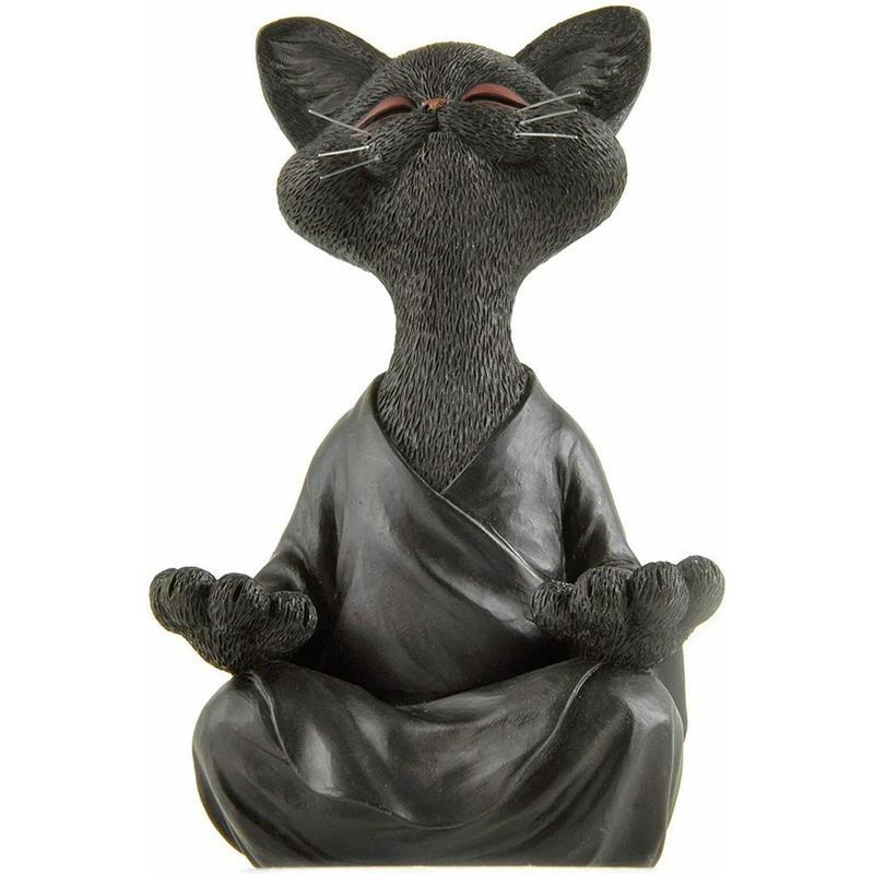 Kat Meditation Dyremeditation Kat Harpiks Ornamenter Siddende Zen Buddha Have Dekoration Ornamenter