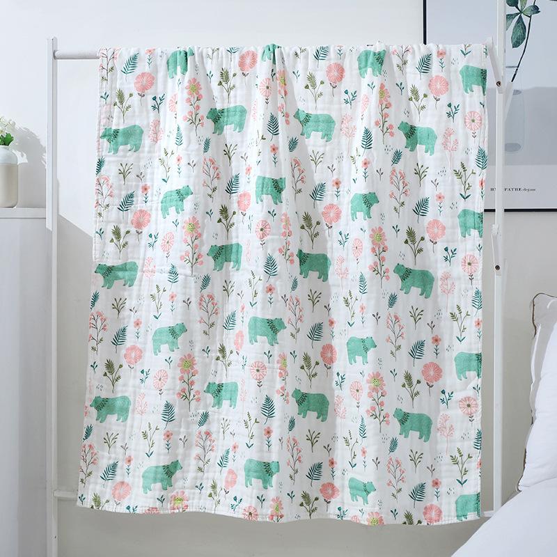 Baby Bath Towel Cotton Baby High-density Gauze Children's Quilt Six-layer Washed Cotton Cartoon Children's Quilt Printed