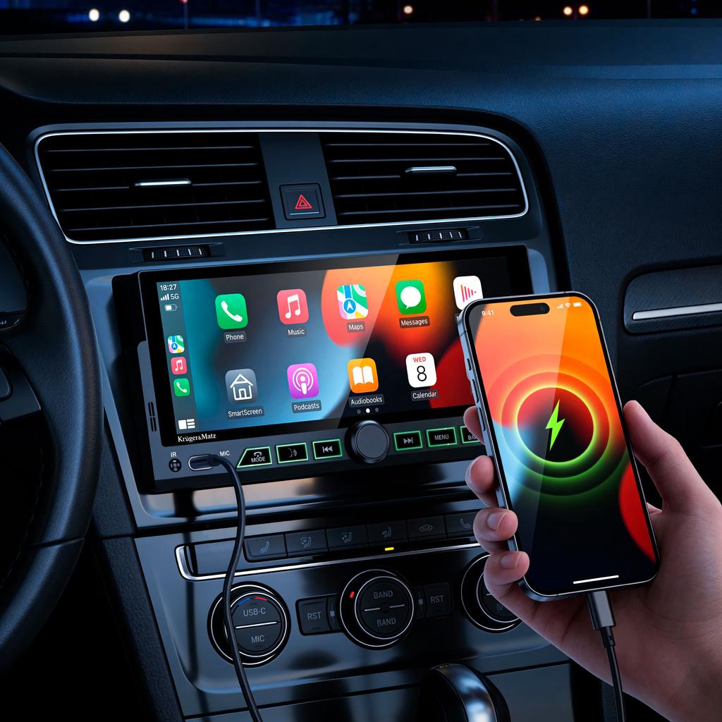 Kruger&Matz Km2016 Carplay/Androidauto 6.3” Car Radio 1Din