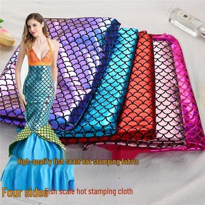 Laser Fish Scale Spandex Fabric for Mermaid Costumes and Stage Decorations