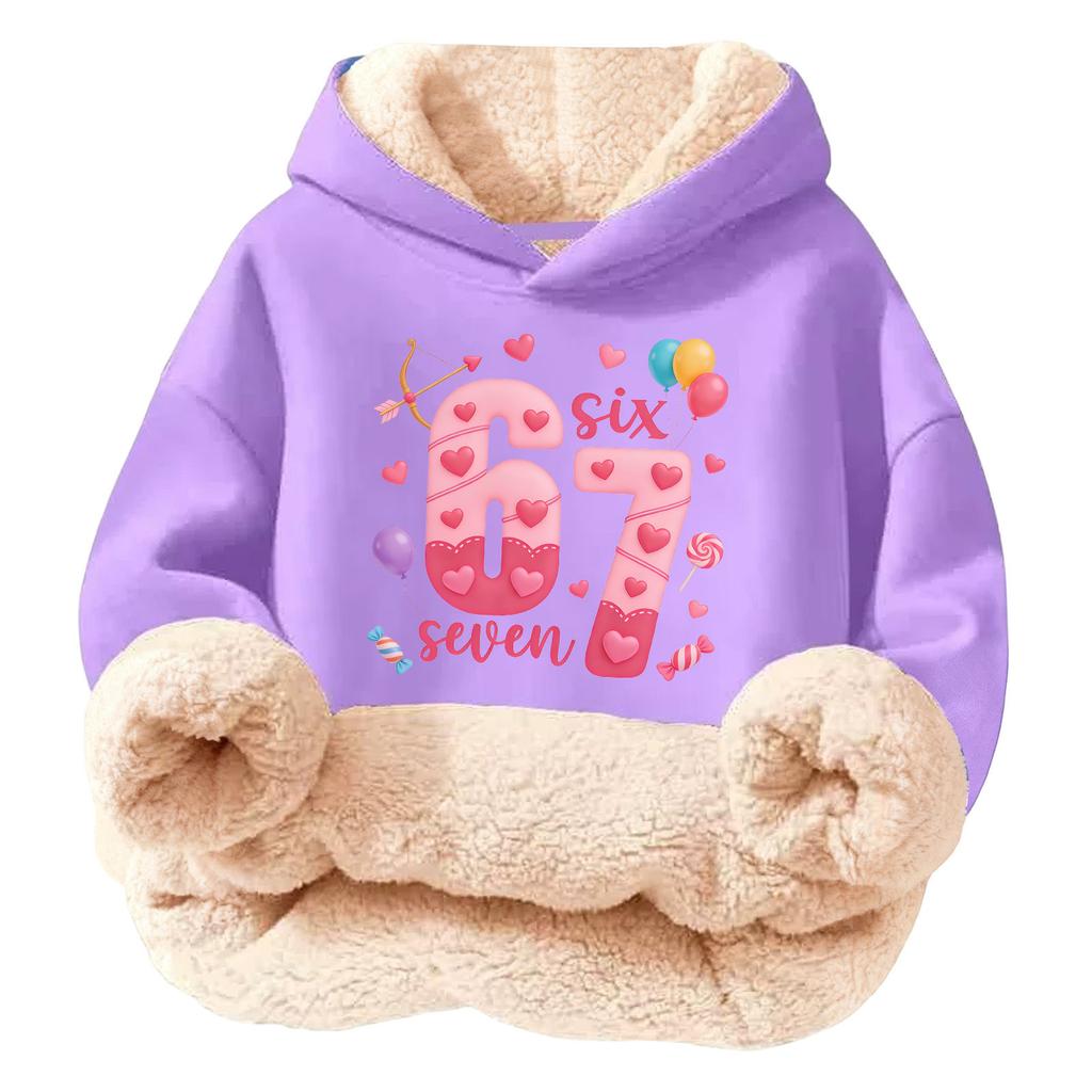 Çocuklar İçin Modaya Uygun Baskılı Günlük Polar Kapüşonlu Bol Kesim Cepli Olmayan Hoodie