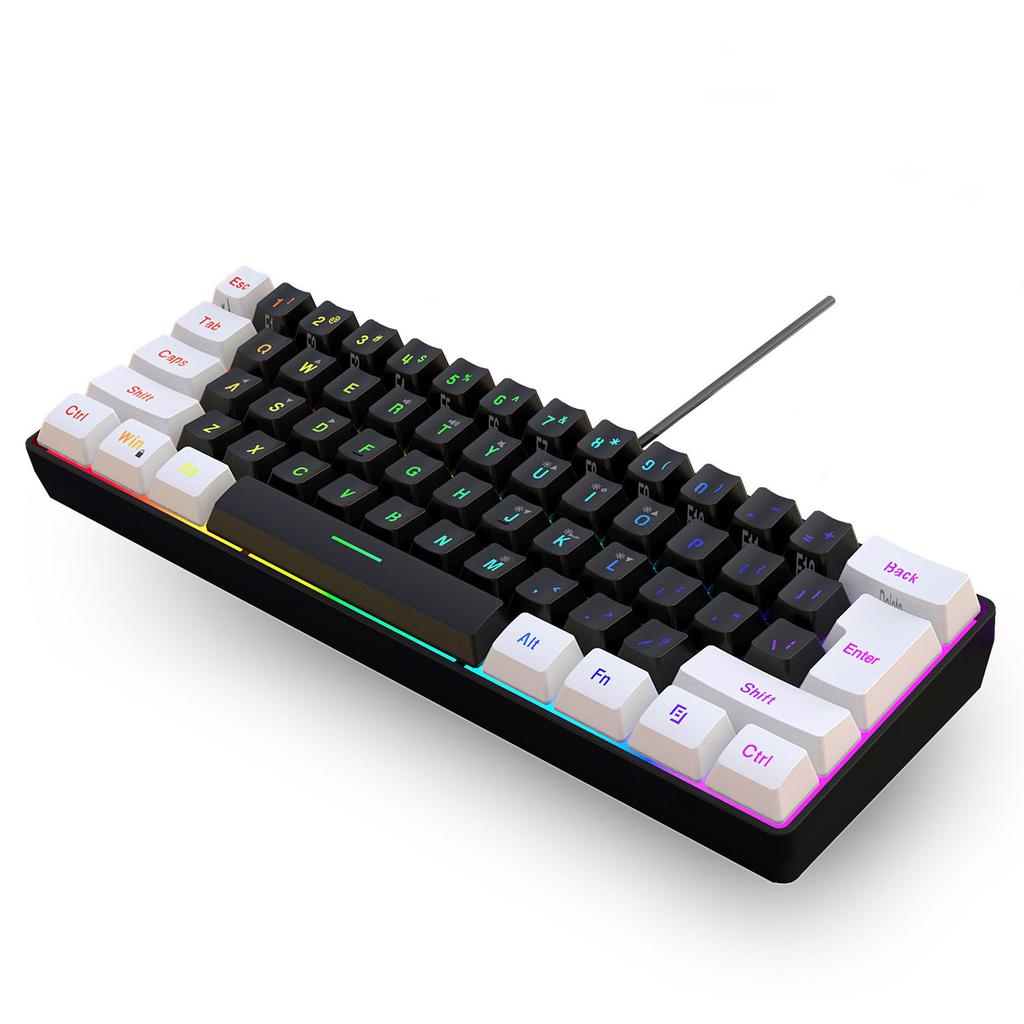 Wired Keyboard Mouse Set 61 Key Colourful Backlit Membrane Keyboard 12800 High Movement Speed