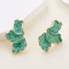 Vintage White Oil Dripping Flower Stud Earrings For Women Korean Metal Irregular Petal Post Earrings Jewelry Party Accessories
