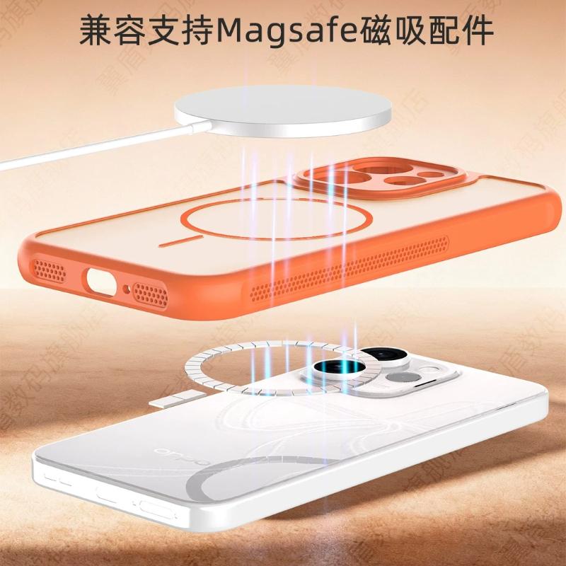 Custodia Magnetica Opaca Trasparente in PC per OPPO Reno 15 Pro, Cover per Telefono con Sensazione di Pelle, Guscio Dissipatore di Calore, Paraurti Antiscivolo