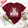 Happy Easter Shirt Cute Easter Bunny Tshirt Graphic Printed Tshirt Women Fashion Daily Life Casual Festival Costumes Cotton Top