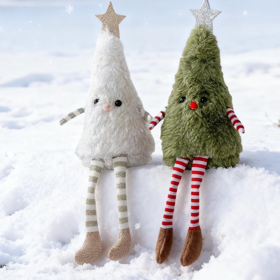 In-Stock Christmas Tree Doll Ornaments Christmas Green White Wreath Pendants Christmas Decorations Merry Christmas