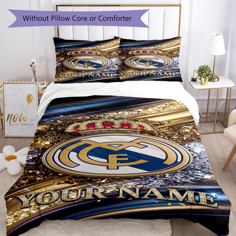 Real Madrid Club Customized Name Bedding Set Perfect for Study room Soft Bedding Home Decor Best for Christmas