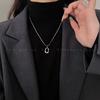 Silver Geometric Oval Pendant Necklace - Elegant High-End Design for Women