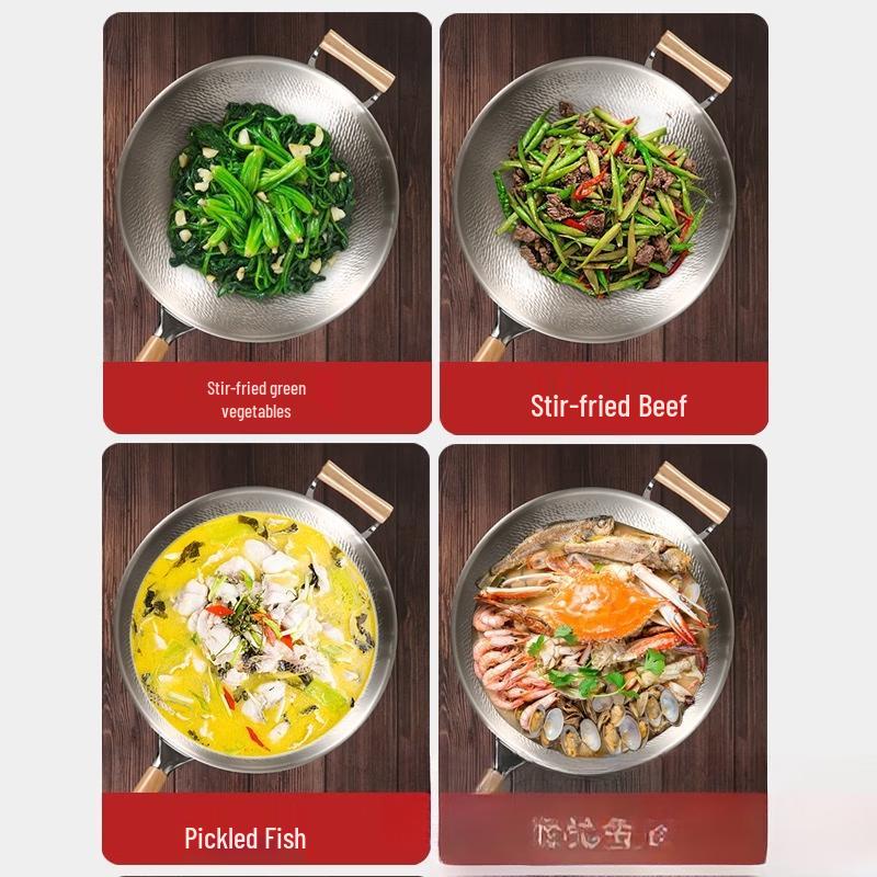 Zhishi 304 Stainless Steel Hammered Wok