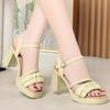 7.5cm Sweet Comfortable Soft leather Sandals Women's Platform Shoes SUmmer 2025 Med Block Heels Sandals for Office Model Party