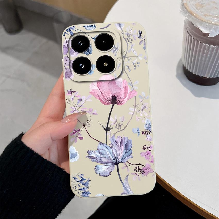 For Xiaomi 17 14 14T 15 15T Pro Poco C71 C75 M7 M8 F7 F8 Phone Case Cute Flower Avocado Pattern Shockproof Silicone Back Cover Shell For Xiaomi Casing