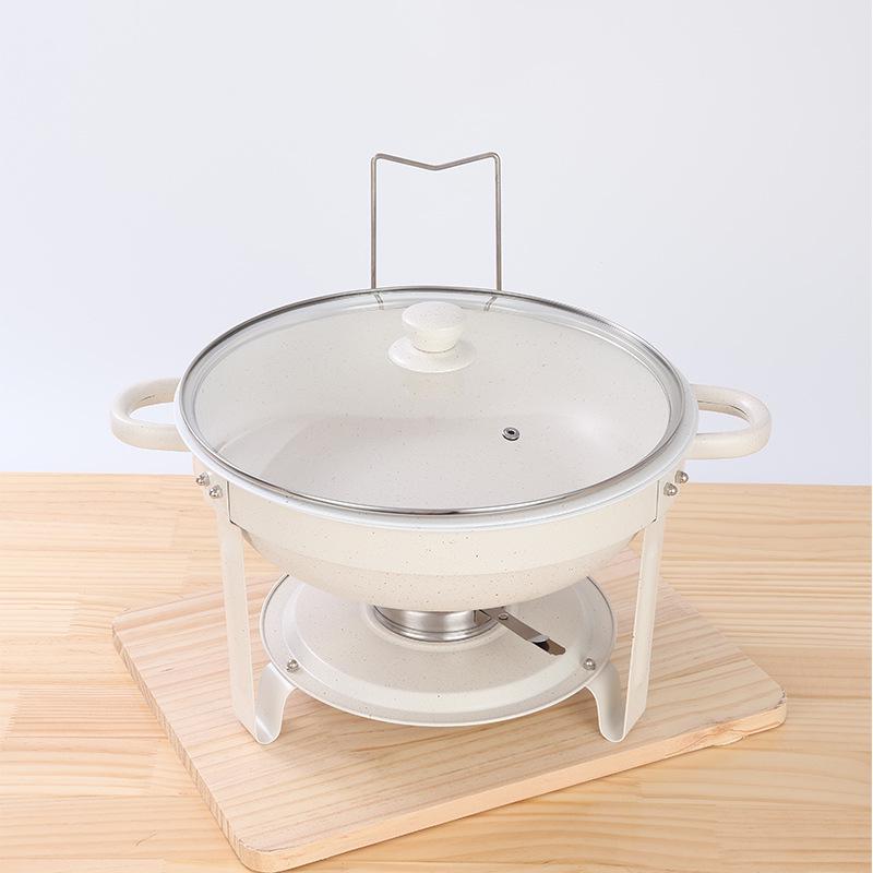 Round Stainless Steel Buffet Stove - Golden Food Warmer for Hotels & Restaurants