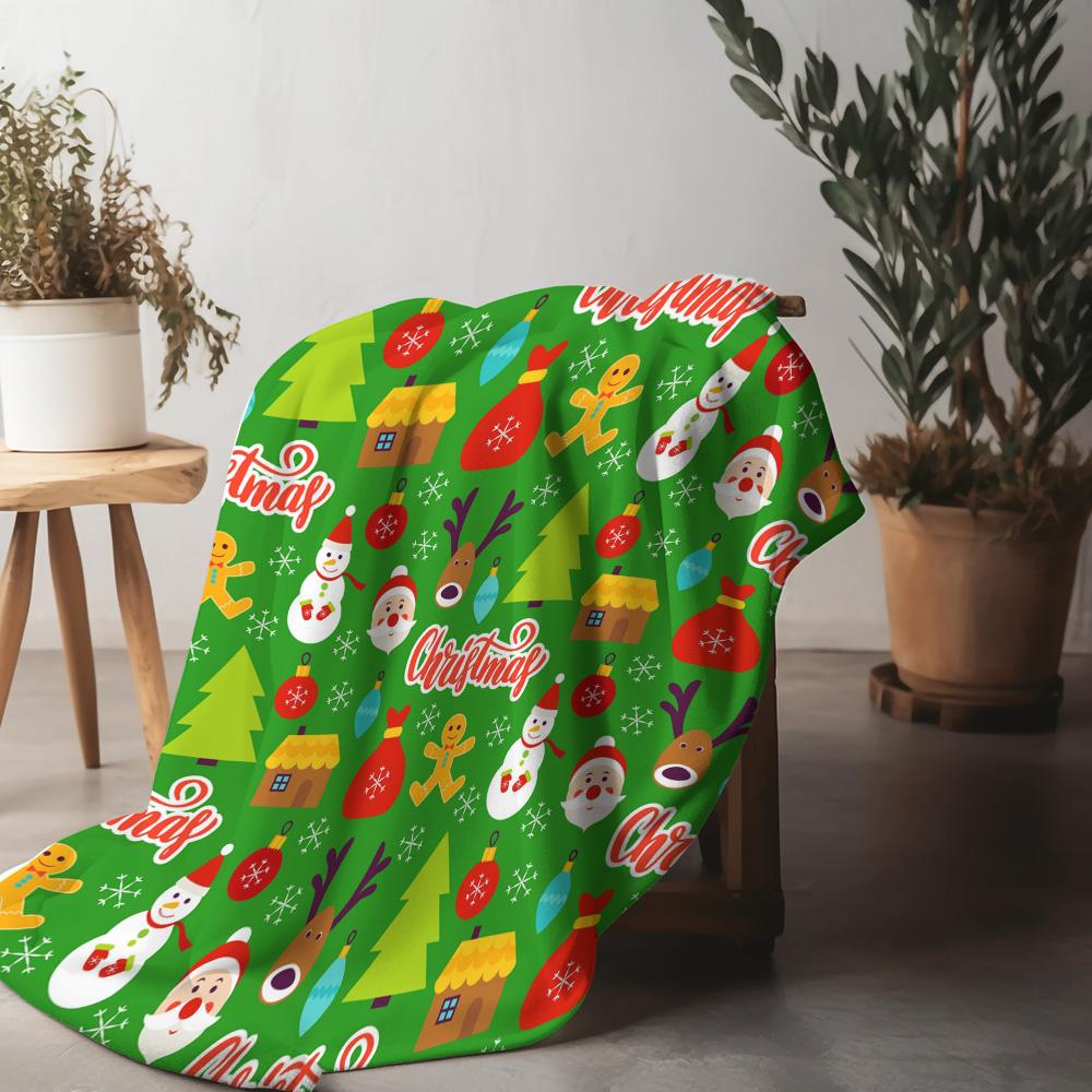 Textilien Unisex Coral Tu Cozy Soft Throw Blanket Flannel Fleece Warm Bedspread Living Room Decor Gift Christmas Pattern Plush Throw