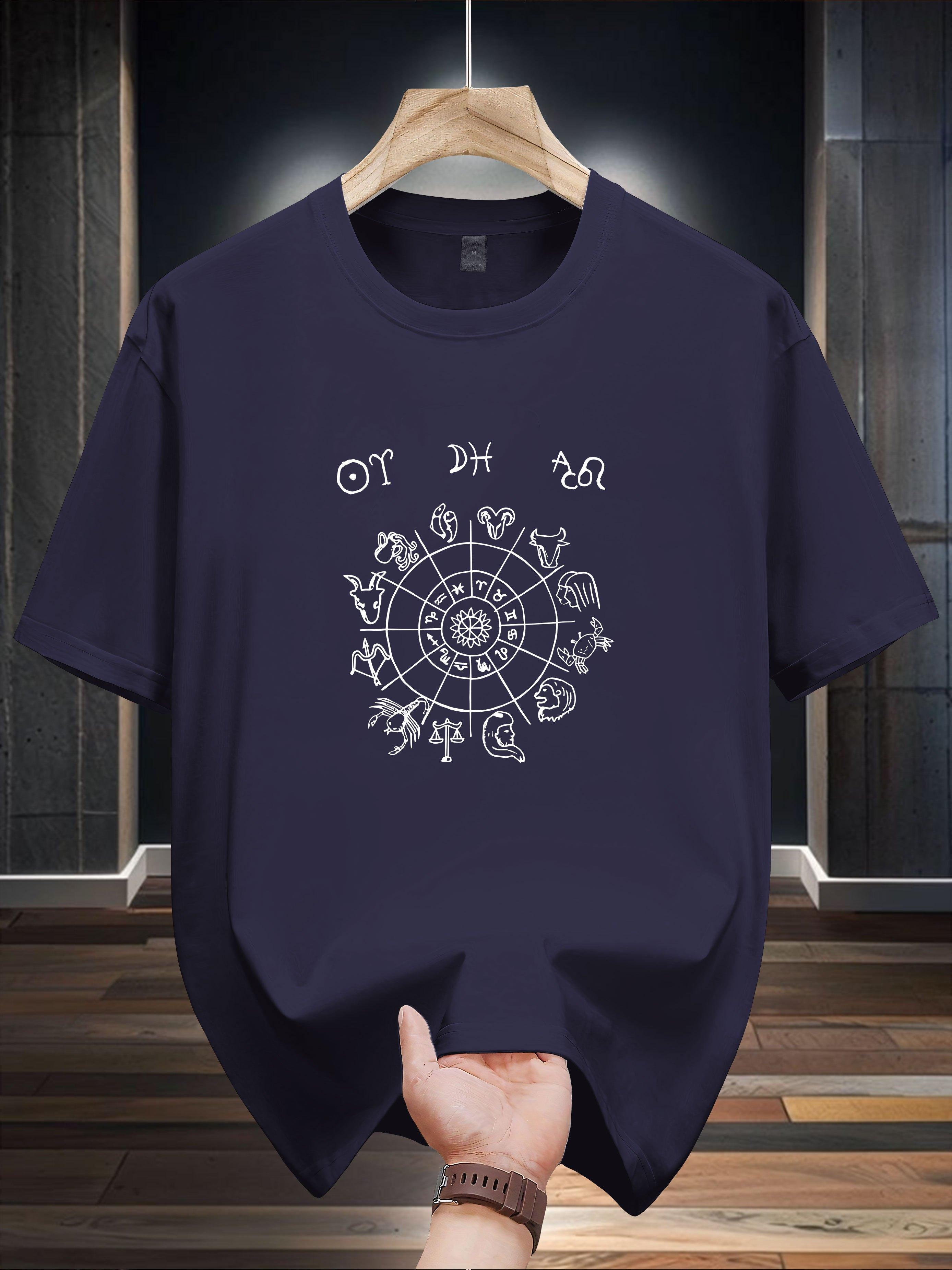 Casual Cotton T-shirt with Intricate Om Symbol Print - Short Sleeve XXXXL