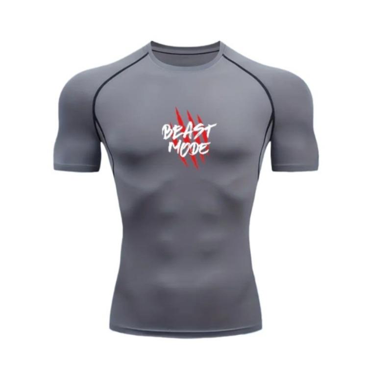 Fashionable Men's Tight Fitting Short Sleeved Fitness Running Cycling Harajuku Muscle Comfortable Exercise Quack Drying Top Summer T-shirt