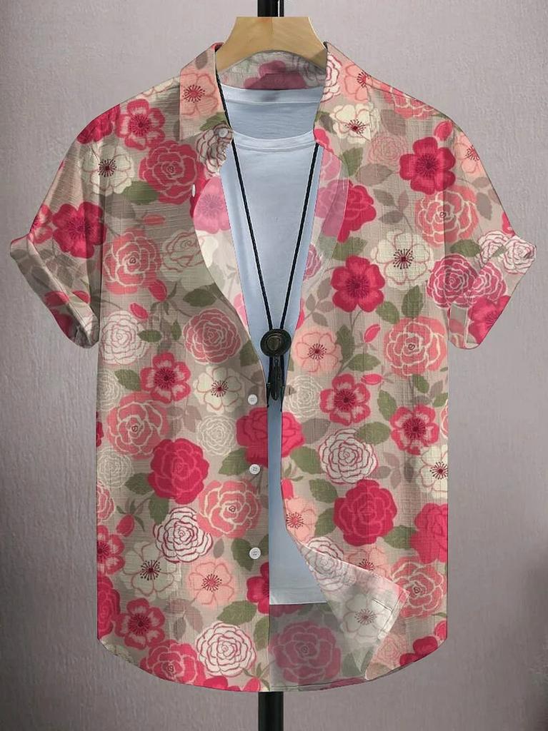 Men's Art Graphics Shirts Short Sleeved Button Down Lapel Shirt For Summer Oversized Tops Vacation Casual Hawaiian Shirts