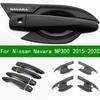 For Nissan Navara NP300 2015- Accessory Glossy Black Carbon Fibre Pattern Car Side Door Handle Bowl Covers Trim 2016 2017