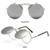 Round Steampunk Sun Glasses Circle Costume Glasses Trendy Flip Up Sunglasses  for Women & Men