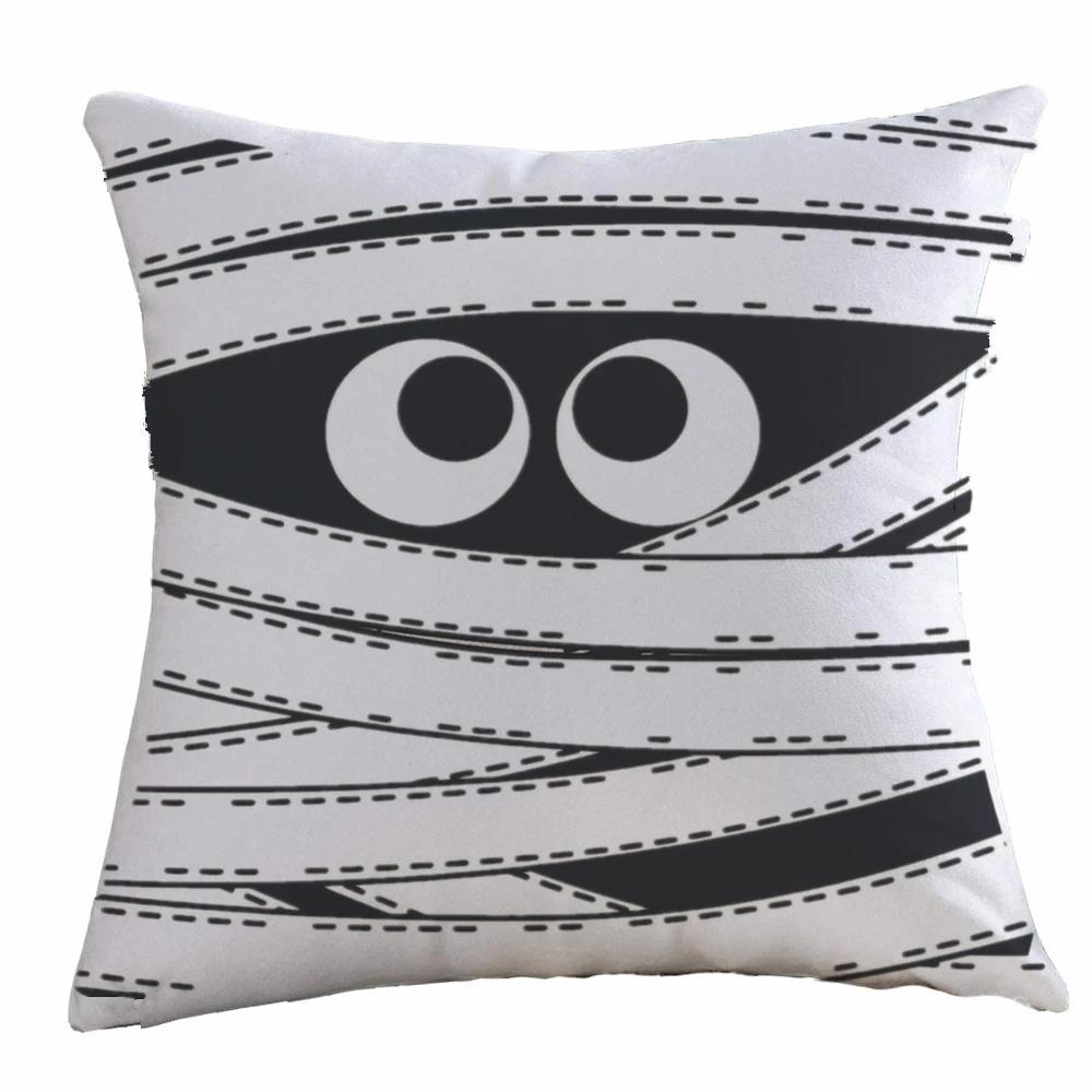 Halloween Happy And Cute Ghost Pumpkin Bat Print Cushion Cover Home Living Room Sofa Decoration Pillow 45X45Cm