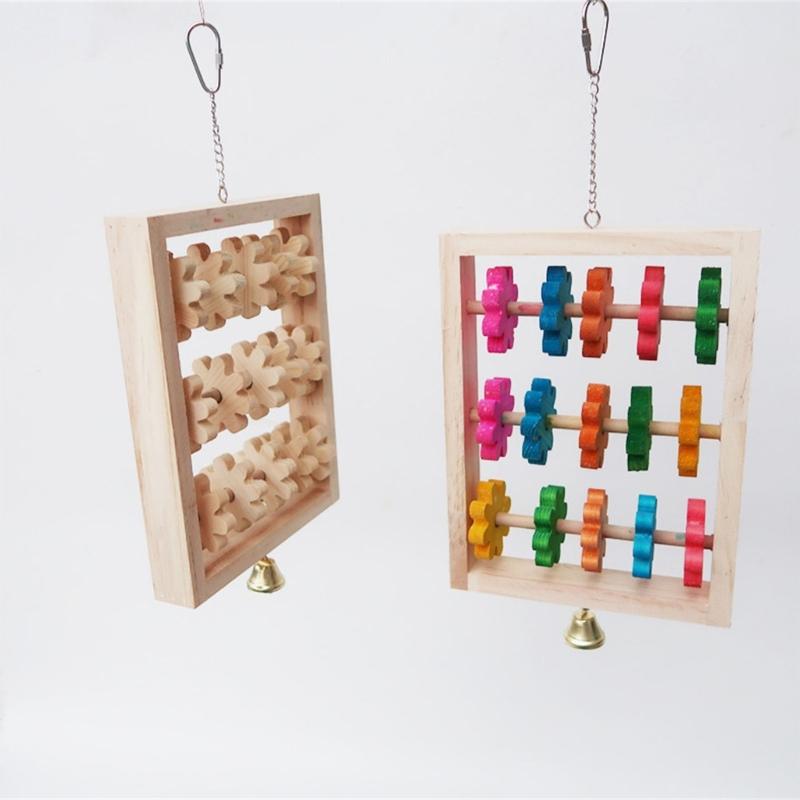 Naturholz Papageien Kauspielzeug Hängende Schaukel Kletterstange Block Für Kleine Mittlere Vögel Spielzeiten Aktivität