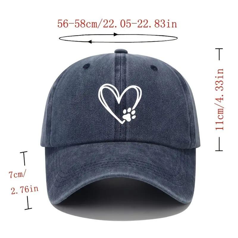 Washed Retro Baseball Cap Women'S Versatile Casual Love Pattern Peaked Cap Fashion Outdoor Sun Hat Men