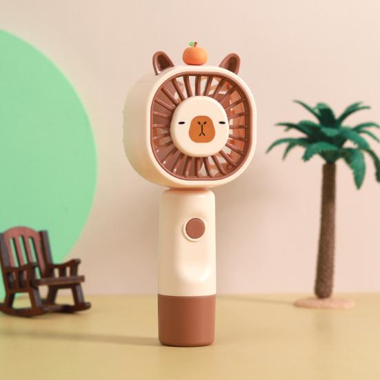 Handheld Fan Multi-Speed Adjustable Capybara Design Quiet Operation USB Rechargeable Portable Cooling Fan