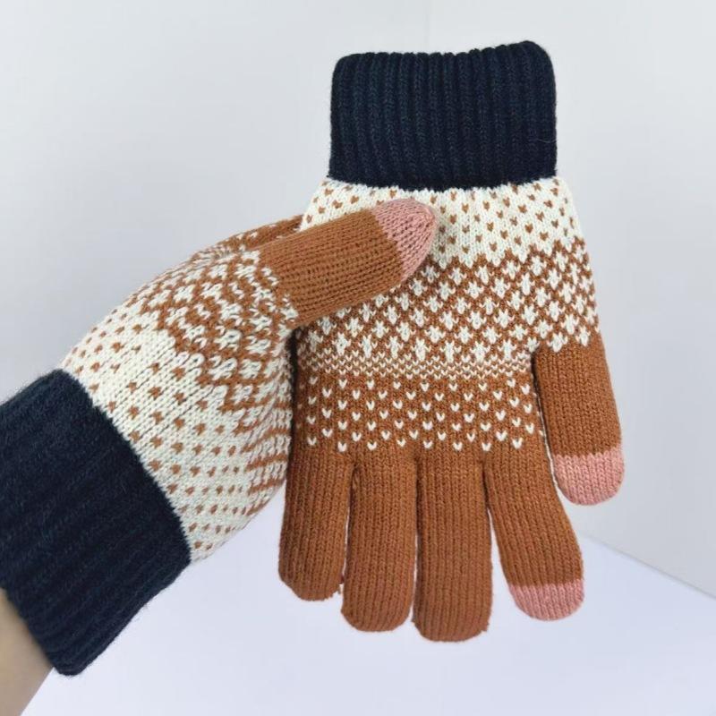 Touchscreen Gloves for Winter Double-layer Windproof Knitted Gloves for Men and Women