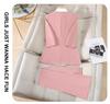 Women's Elegant White Suit Set: Color Block Jacket & Flare Pants