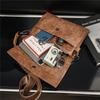 Retro Men's Three-layer Pocket Crossbody Casual Shoulder Bag Horizontal Bag Cover Type Satchel