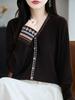 Andy Plush Knit Cardigan For Women With Vneck And Long Sleeves For Casual Wear