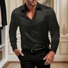 Men Glossy Dress Shirt Turndown Collar Button Down Shirt Long Sleeve Formal Shirt for Prom Party Dating Wedding