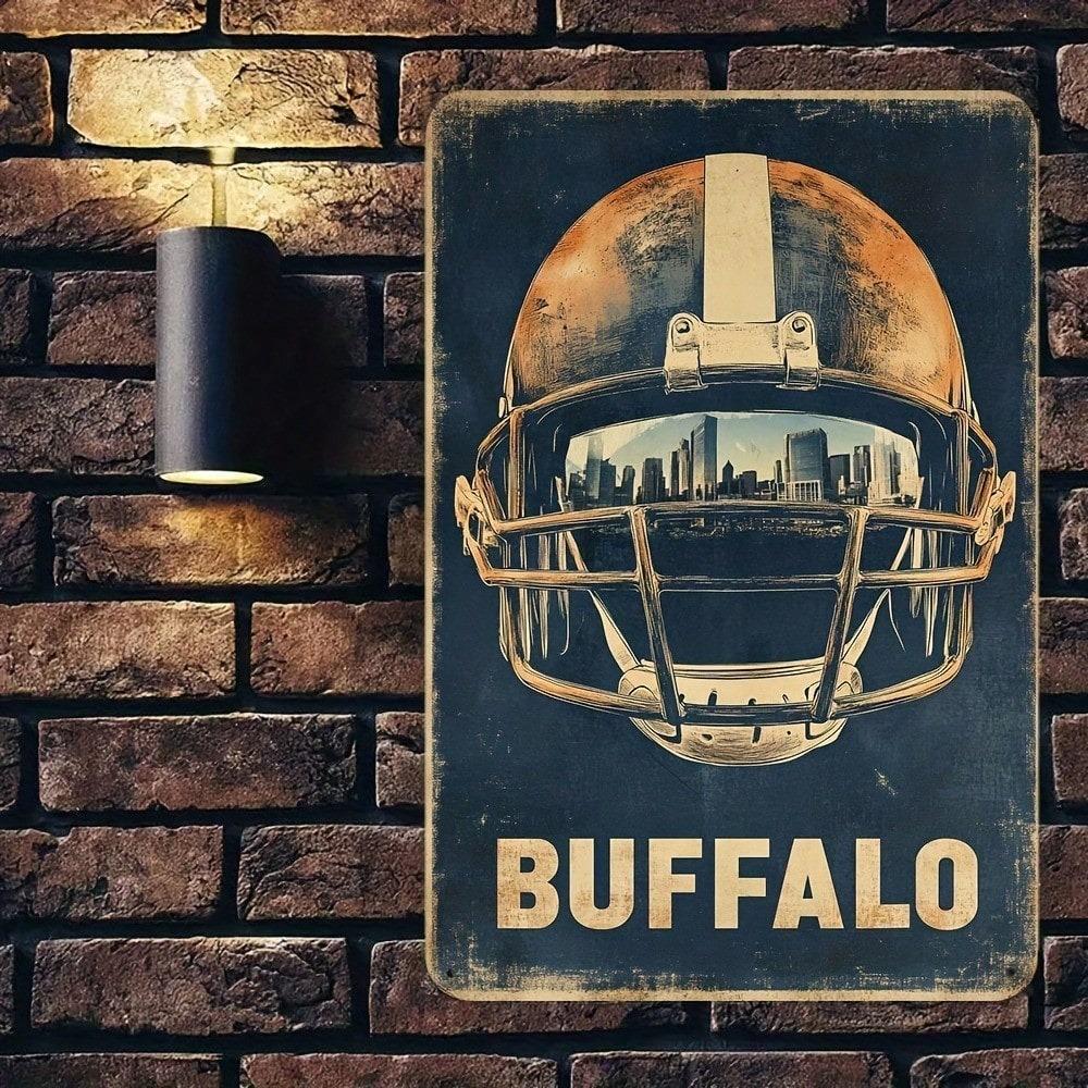Vintage Buffalo Football Metal Sign 8x12 Inch Aluminum Wall Decor Home Bar Garage