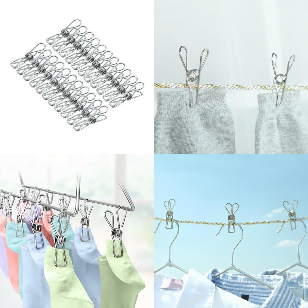 Durable And Rustproof 20x Stainless Steel Clothes Pegs For Strong Laundry Grip And Compact Storage