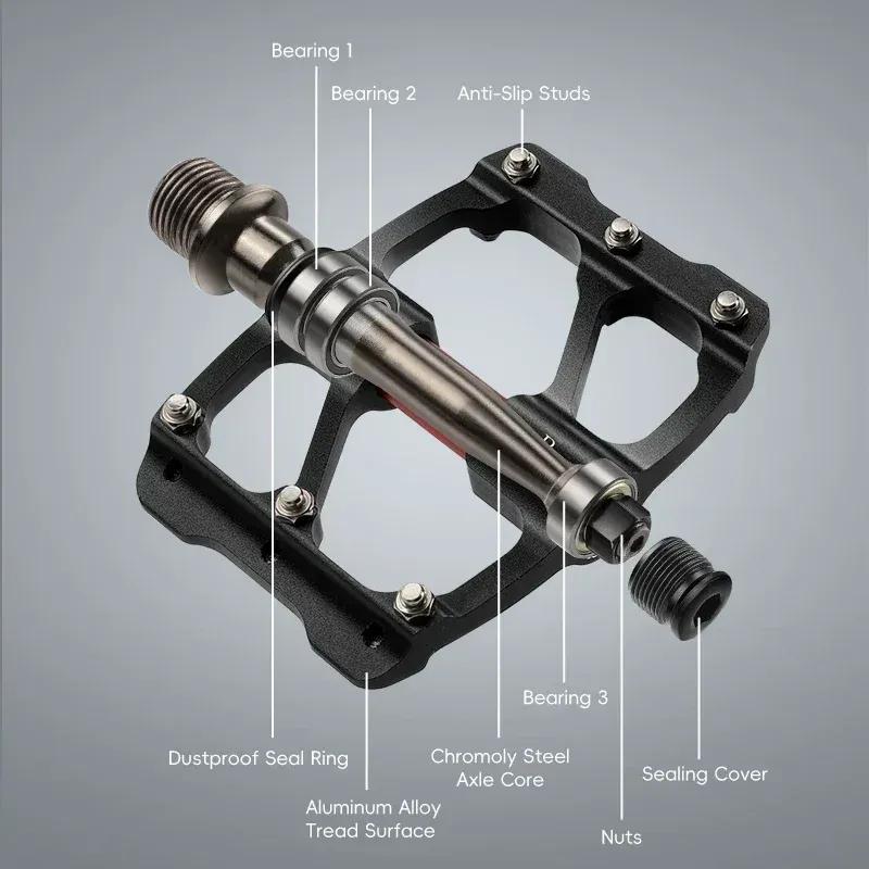 WEST BIKING Road Bike Ultralight Pedals CNC Aluminum Alloy MTB 3 Bearings Anti-Slip Compact Cycling Flat Pedals Bicycle Parts
