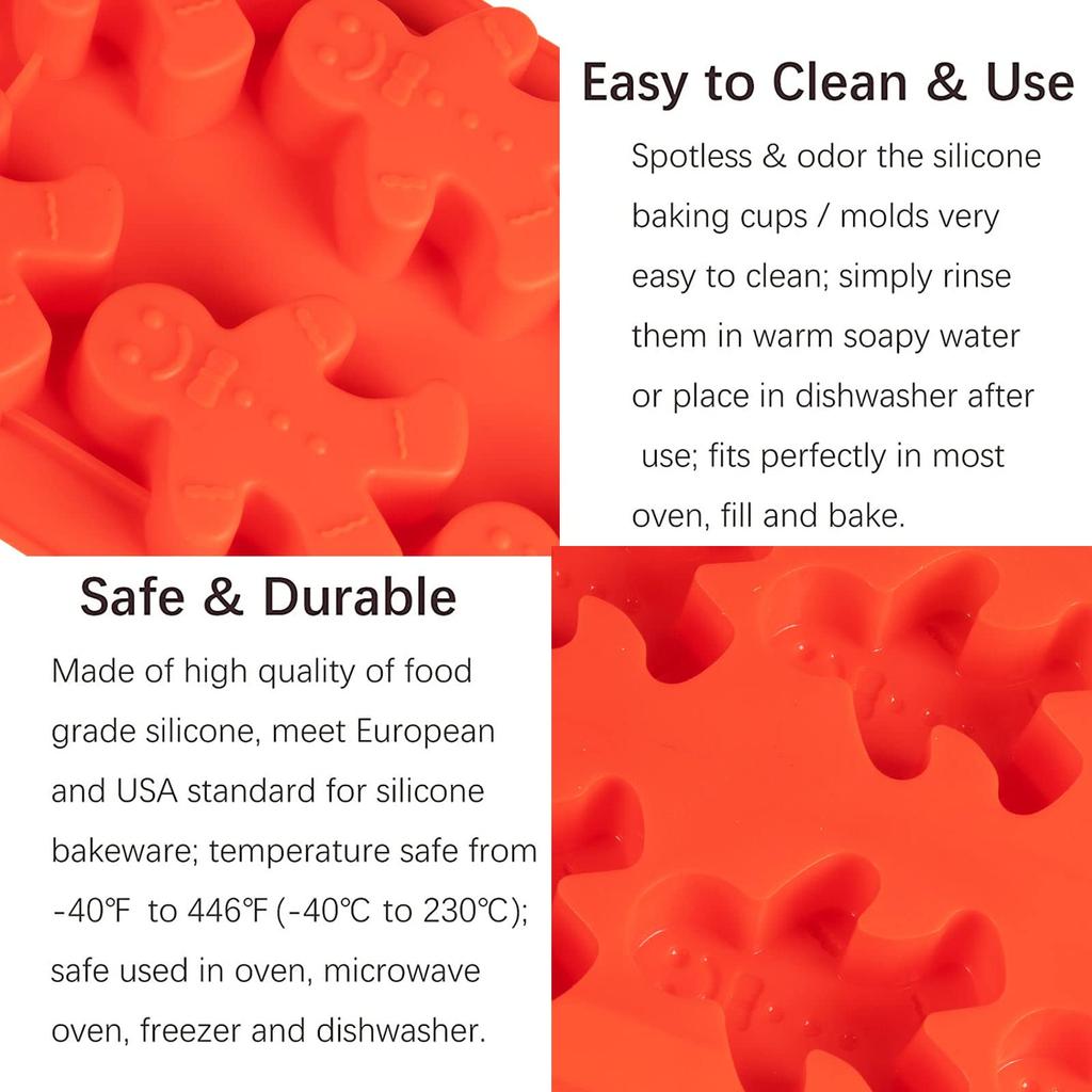 Gingerbread Man Silicone Mold MoldFun Christmas Party Gingerbread Mold for Chocolates, Soaps, Cake Baking, Ice Cube