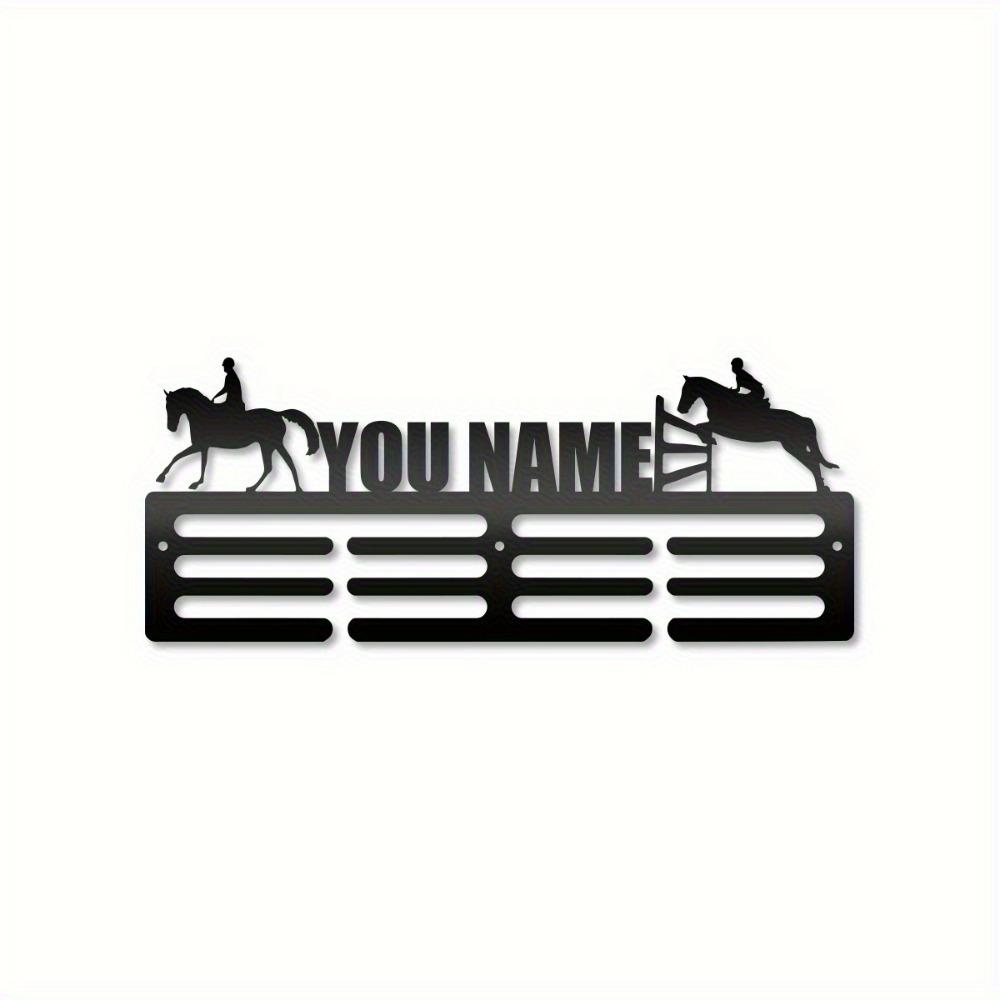 Metal Wall Art Equestrian Medal Holder 12 Slot Horse Trophy Display with Hooks Personalized Gift