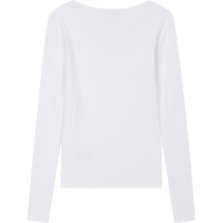 Calvin Klein Logo U-Neck Slim Fit Long Sleeve T-Shirt Women Tops 47D218G-YAA