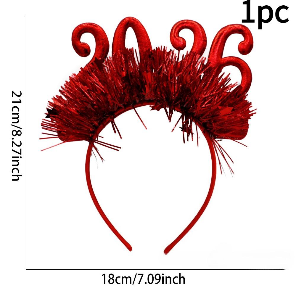 

1pc 2026 Christmas New Year S Eve Party Headband - Festive Red & Golden Glittery Headband with 51.46meter Number 1 Design