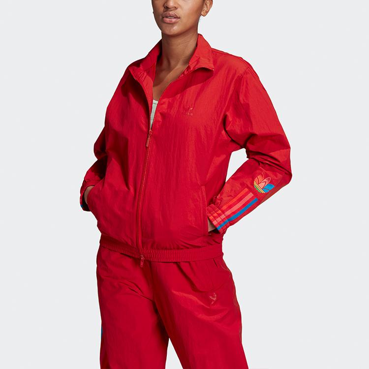 Adidas Originals Tracktop Stand Collar Casual Running Jacket Women Jackets Light-Crimson GD2237
