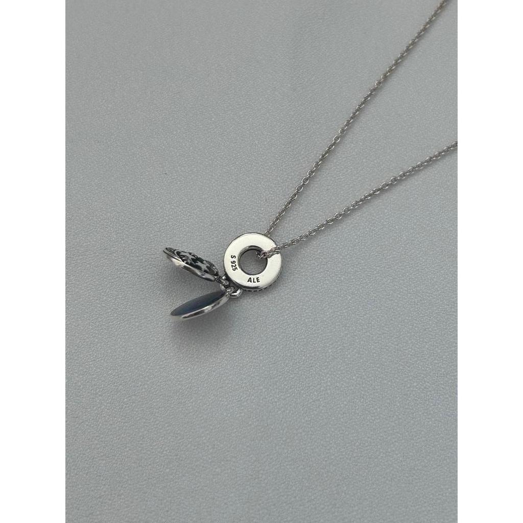 Used Pandora Moon & Blue Sky Dangle Charm Necklace
